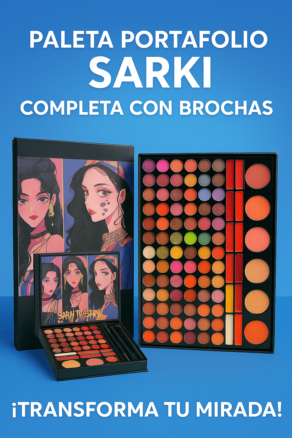 GlamKit® PALETA PORTAFOLIO SARKI COMPLETA+BROCHAS